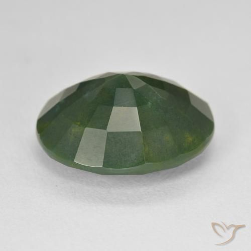 Sanguinaria Verde terroso natural de 9.39 ct, Ovalada, Opaco