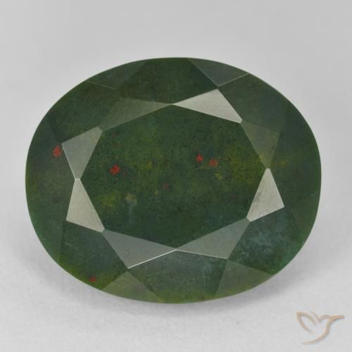 17.04ct Natural Verde y rojo Sanguinaria, Ovalada, Opaco