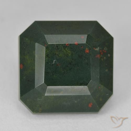17.25ct Natural Verde bosque Sanguinaria, corte esmeralda, Opaco