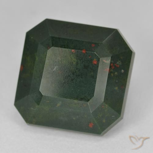 Sanguinaria Verde bosque natural de 17.25 ct, Corte Octágono / Esmeralda, Opaco