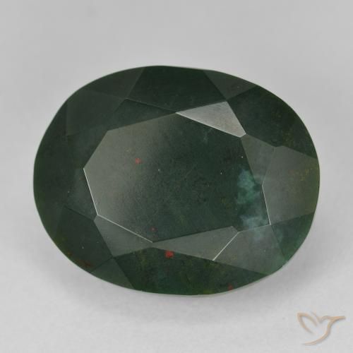 Sanguinaria Verde multicolor natural de 21.50 ct, Ovalada, Opaco