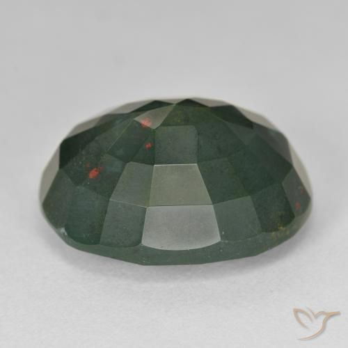 Sanguinaria Verde multicolor natural de 21.50 ct, Ovalada, Opaco
