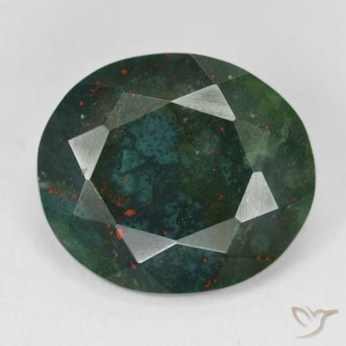 Heliotropo verde natural de 11,98 ct, corte óvalo, opaco