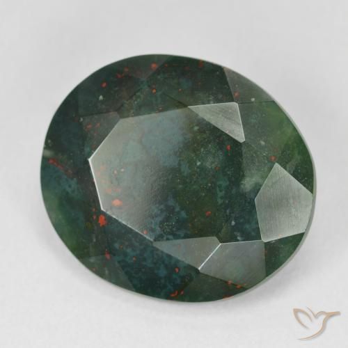 Heliotropo verde natural de 11,98 ct, corte óvalo, opaco
