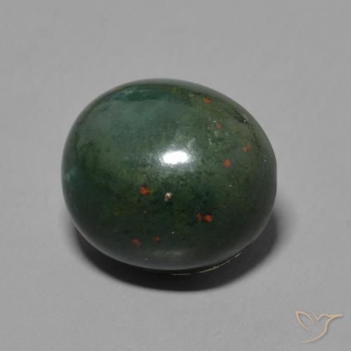 Sanguinaria Verde y rojo natural de 6.59 ct, Ovalada, Opaco