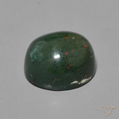 Sanguinaria Verde y rojo natural de 6.59 ct, Ovalada, Opaco