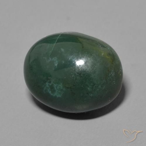 Sanguinaria Verde terroso natural de 6.71 ct, Ovalada, Opaco