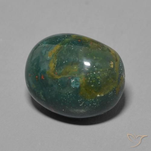 Sanguinaria Verde oscuro natural de 4.64 ct, Ovalada, Opaco