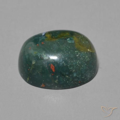Sanguinaria Verde oscuro natural de 4.64 ct, Ovalada, Opaco