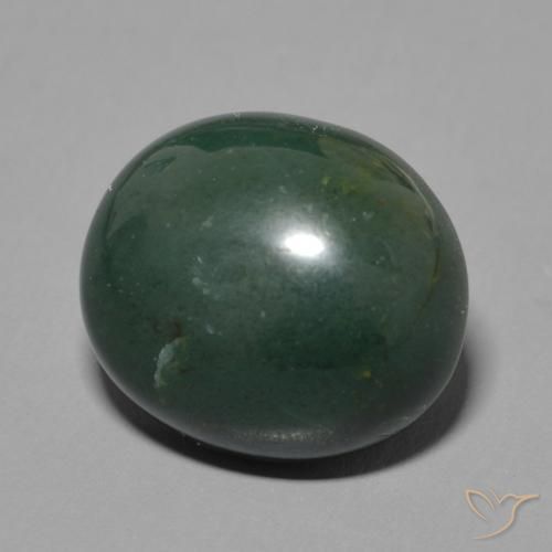 Sanguinaria Verde oscuro natural de 7.92 ct, Ovalada, Opaco