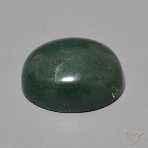 Sanguinaria Verde oscuro natural de 7.92 ct, Ovalada, Opaco