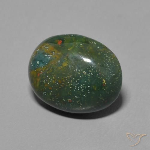 Sanguinaria Verde terroso natural de 3.32 ct, Ovalada, Opaco