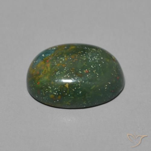 Sanguinaria Verde terroso natural de 3.32 ct, Ovalada, Opaco