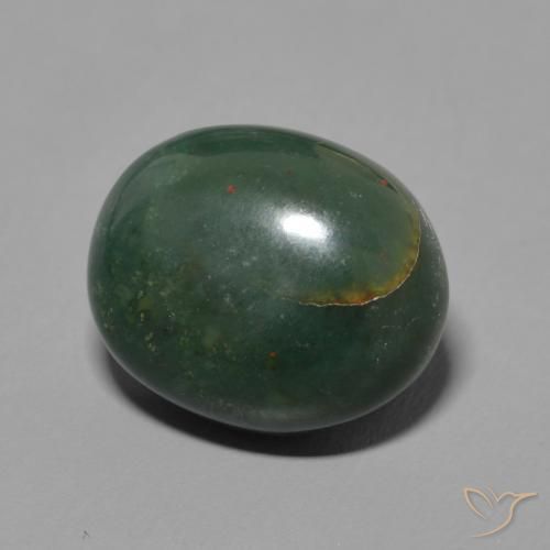 Sanguinaria Verde medio natural de 5.96 ct, Ovalada, Opaco