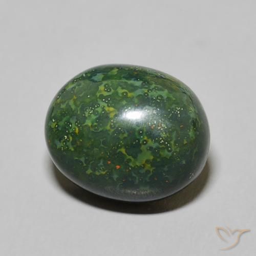 Sanguinaria Verde oscuro natural de 4.93 ct, Ovalada, Opaco