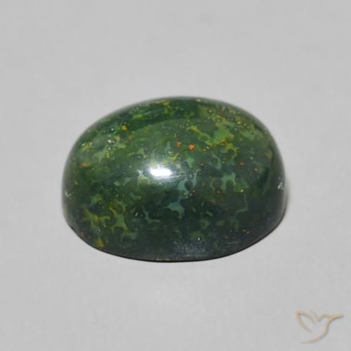 Sanguinaria Verde oscuro natural de 4.93 ct, Ovalada, Opaco