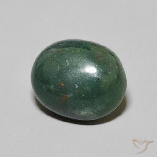 Sanguinaria Verde medio natural de 2.45 ct, Ovalada, Opaco