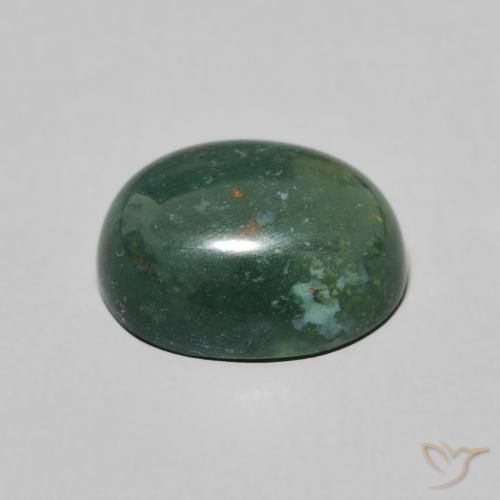 Sanguinaria Verde medio natural de 2.45 ct, Ovalada, Opaco