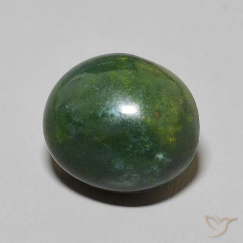 Sanguinaria Verde oscuro natural de 8.75 ct, Ovalada, Opaco