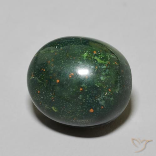 Sanguinaria Verde medio natural de 11.19 ct, Ovalada, Opaco