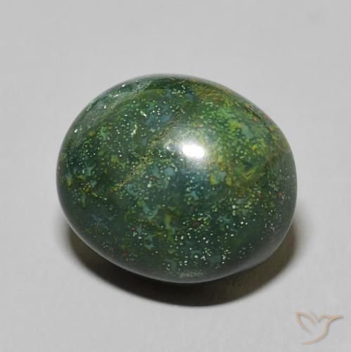 Sanguinaria Verde oscuro natural de 8.18 ct, Ovalada, Opaco