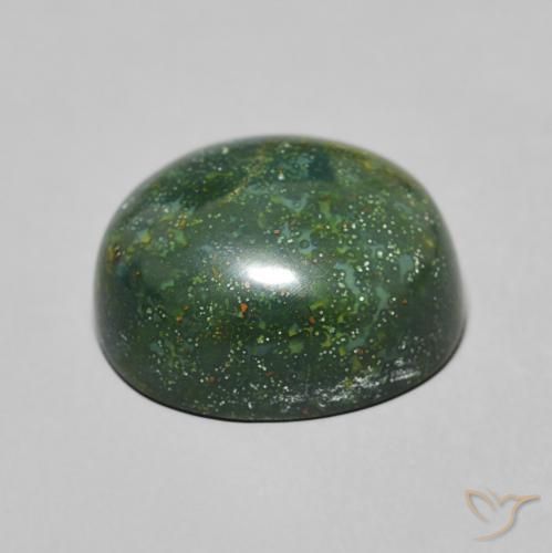 Sanguinaria Verde oscuro natural de 8.18 ct, Ovalada, Opaco
