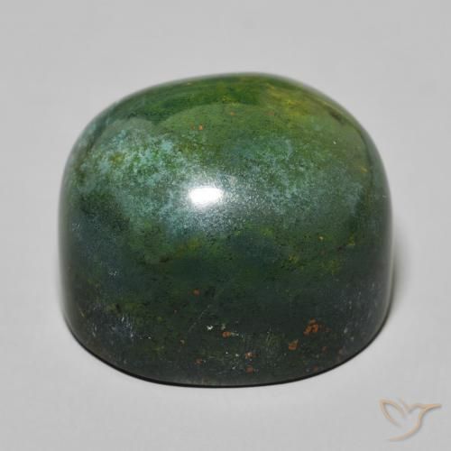 Sanguinaria Verde medio natural de 47.84 ct, Ovalada, Opaco