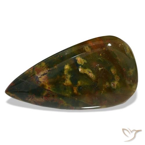 Heliotropo verde de 12,81 ct, en forma de pera, opaco