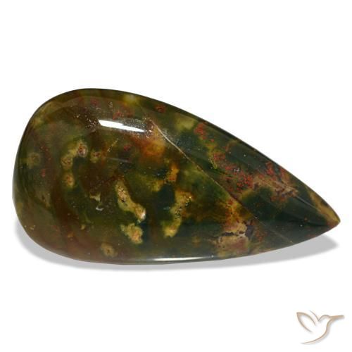 Heliotropo verde natural de 12,81 ct, en forma de pera, opaco