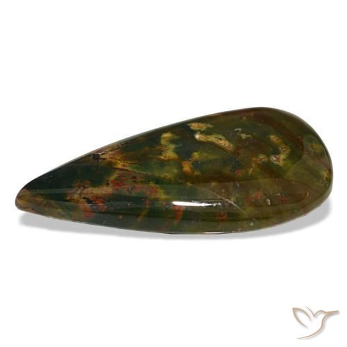 Heliotropo verde natural de 12,81 ct, en forma de pera, opaco