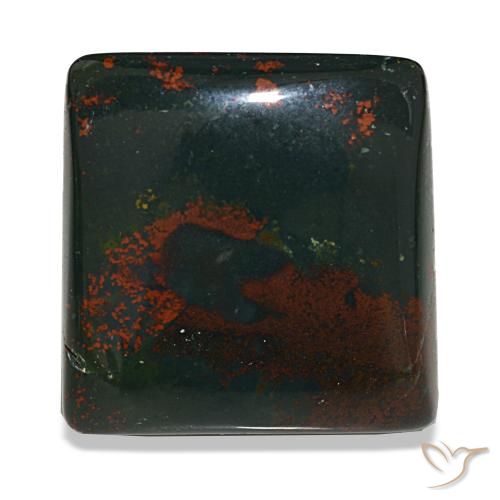 Heliotropo verde natural de 19,71 ct, cuadrado, opaco