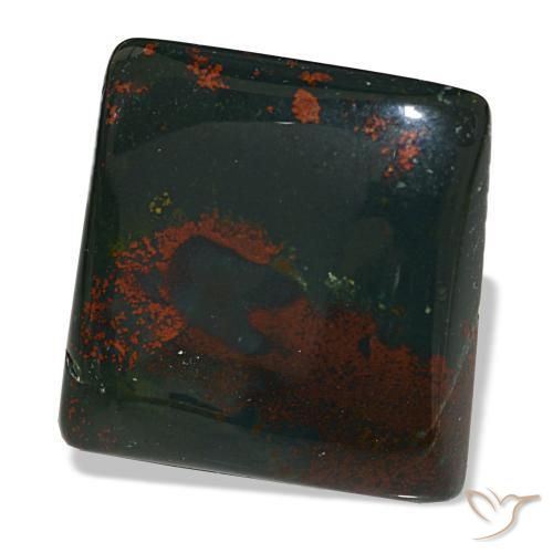 Heliotropo verde natural de 19,71 ct, cuadrado, opaco