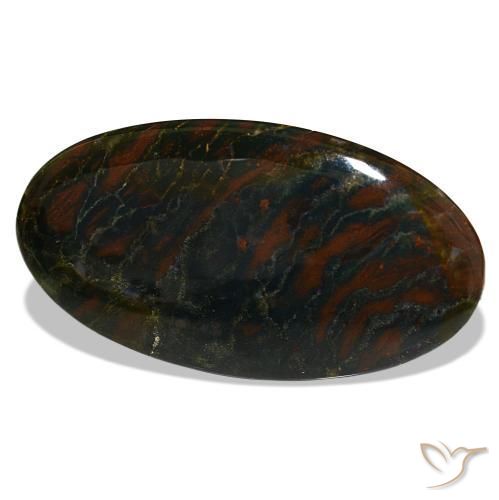 Heliotropo verde natural de 29,47 ct, corte óvalo, opaco