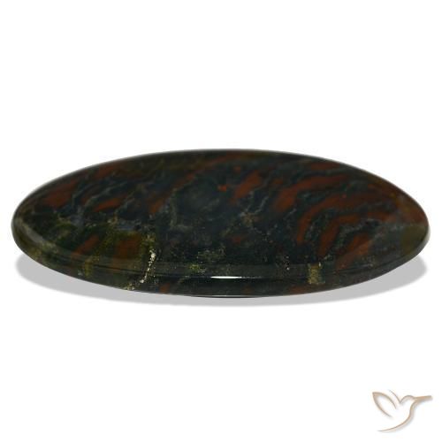 Heliotropo verde natural de 29,47 ct, corte óvalo, opaco