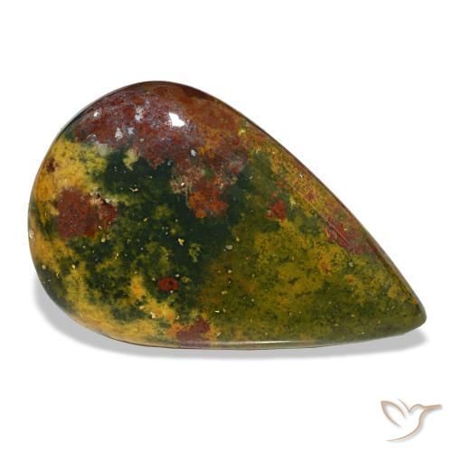 Heliotropo verde natural de 12,99 ct, en forma de pera, opaco