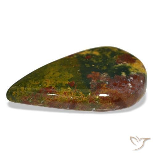 Heliotropo verde natural de 12,99 ct, en forma de pera, opaco
