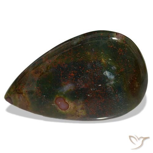 Heliotropo verde de 30,24 ct, en forma de pera, opaco