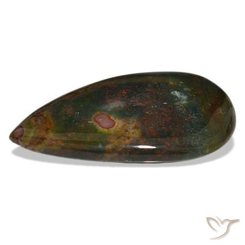 Heliotropo verde natural de 30,24 ct, en forma de pera, opaco