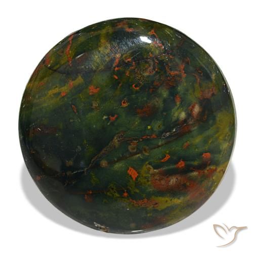 Heliotropo verde de 22,49 ct, redondo, opaco