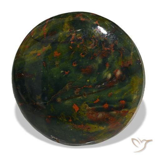 Heliotropo verde natural de 22,49 ct, corte redondo, opaco