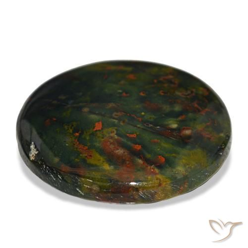 Heliotropo verde natural de 22,49 ct, corte redondo, opaco
