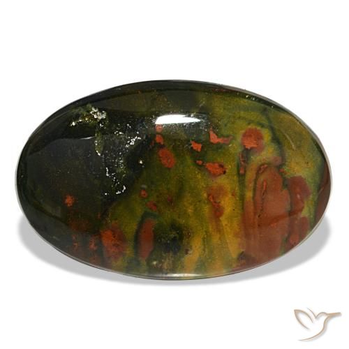 Heliotropo verde natural de 16,90 ct, corte óvalo, opaco