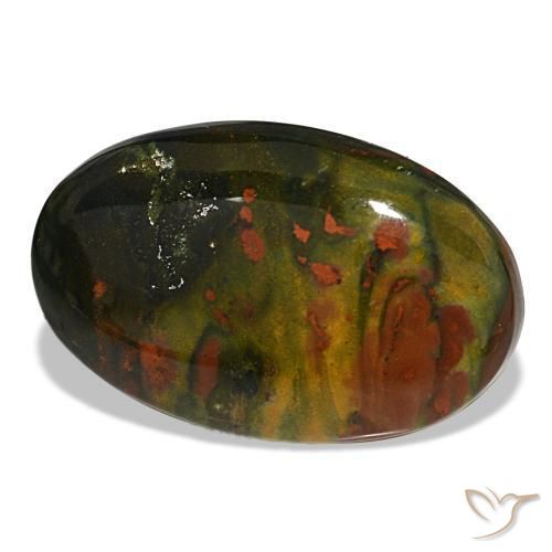Heliotropo verde natural de 16,90 ct, corte óvalo, opaco