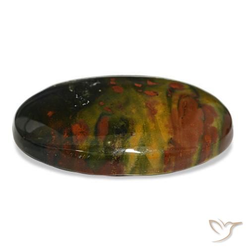 Heliotropo verde natural de 16,90 ct, corte óvalo, opaco