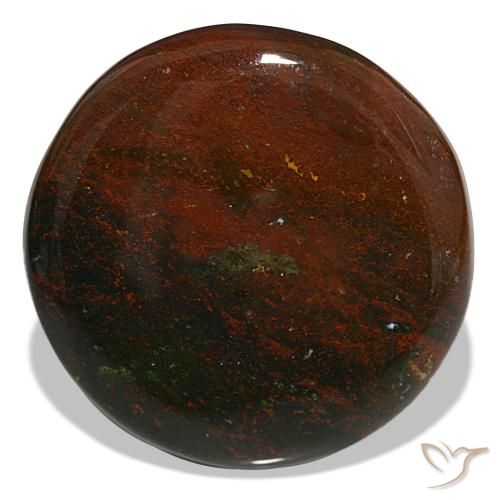 Heliotropo verde natural de 39,86 ct, corte redondo, opaco