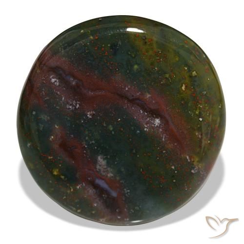 Heliotropo verde natural de 23,67 ct, corte redondo, opaco