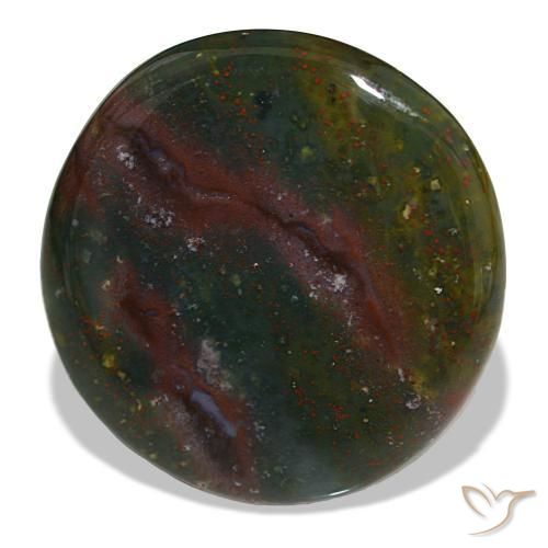 Heliotropo verde natural de 23,67 ct, corte redondo, opaco