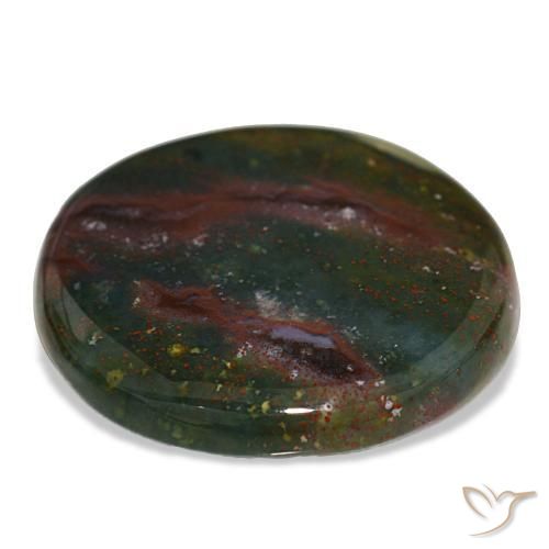 Heliotropo verde natural de 23,67 ct, corte redondo, opaco