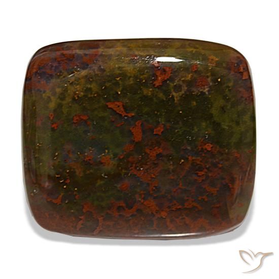 Heliotropo verde natural de 30,22 ct, corte cojín, opaco