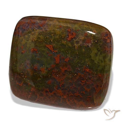 Heliotropo verde natural de 30,22 ct, corte cojín, opaco